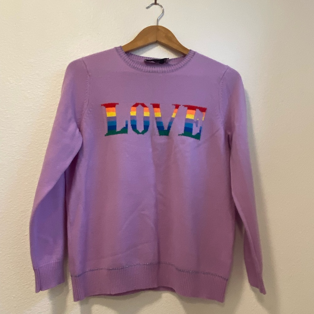 Pringle of Scotland Lilac Merino Wool LOVE Sweater Top